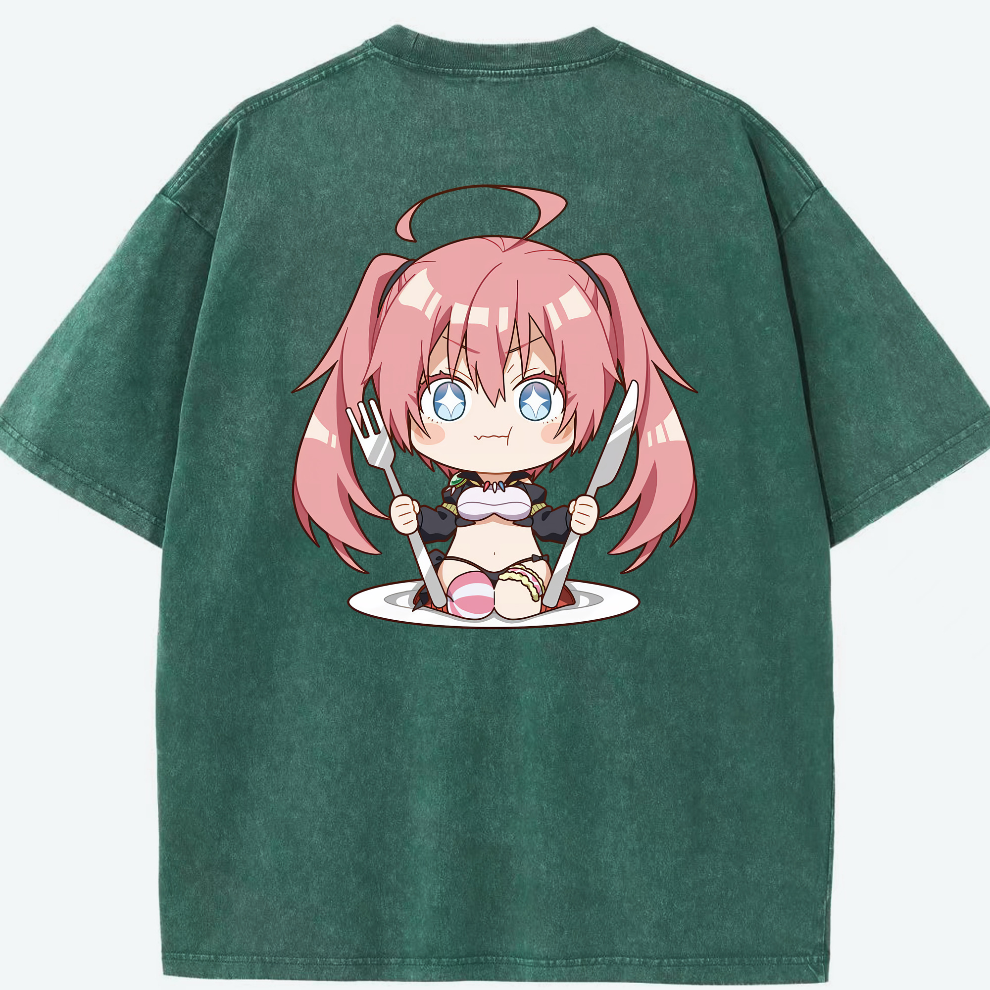 （画像用） 転スラ Regarding Reincarnated to Slime 綿100% ヴィンテージ風 半袖Tシャツ（背面プリント）